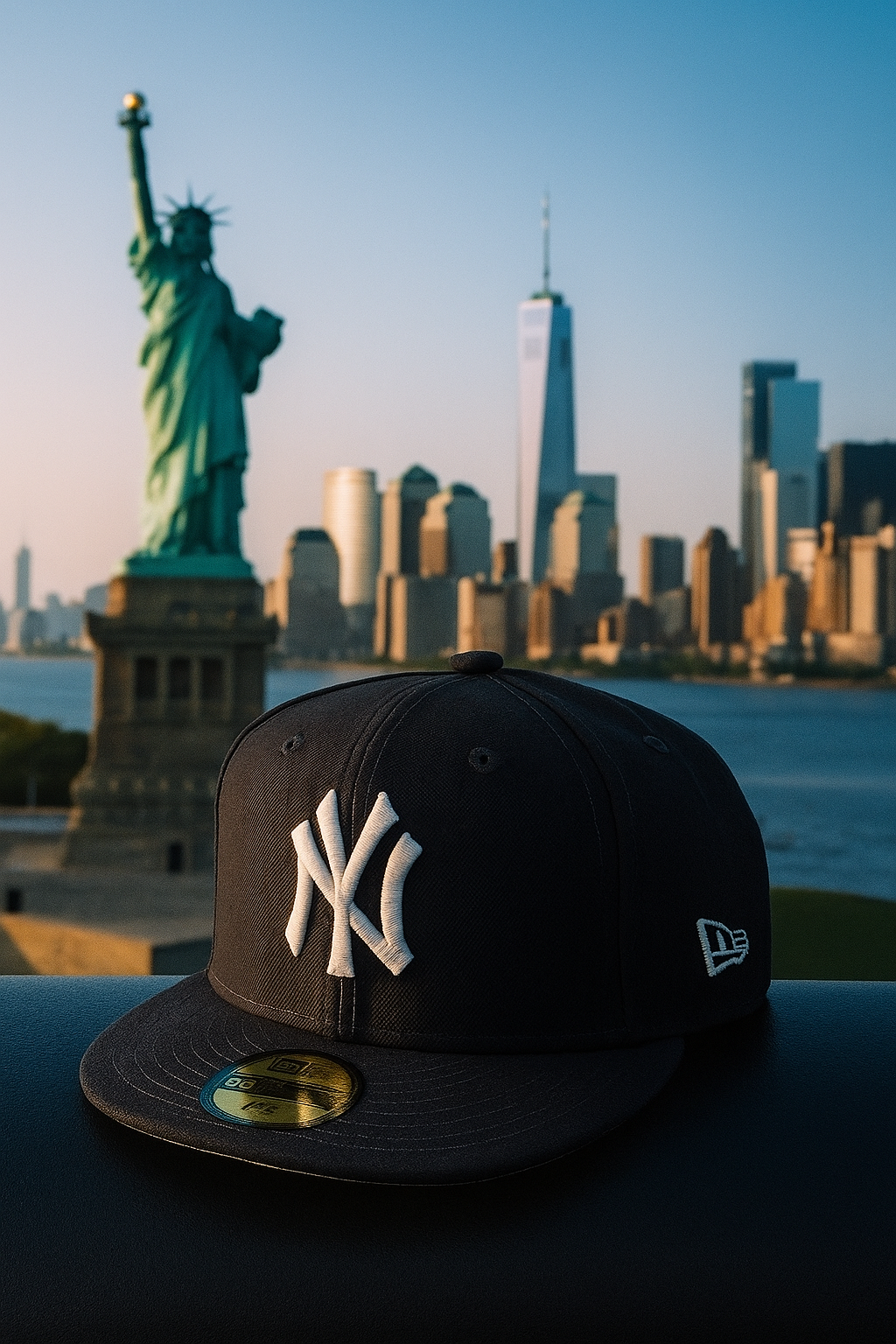 New York Yankees Black Fitted Cap with Statue of Liberty Embroidery