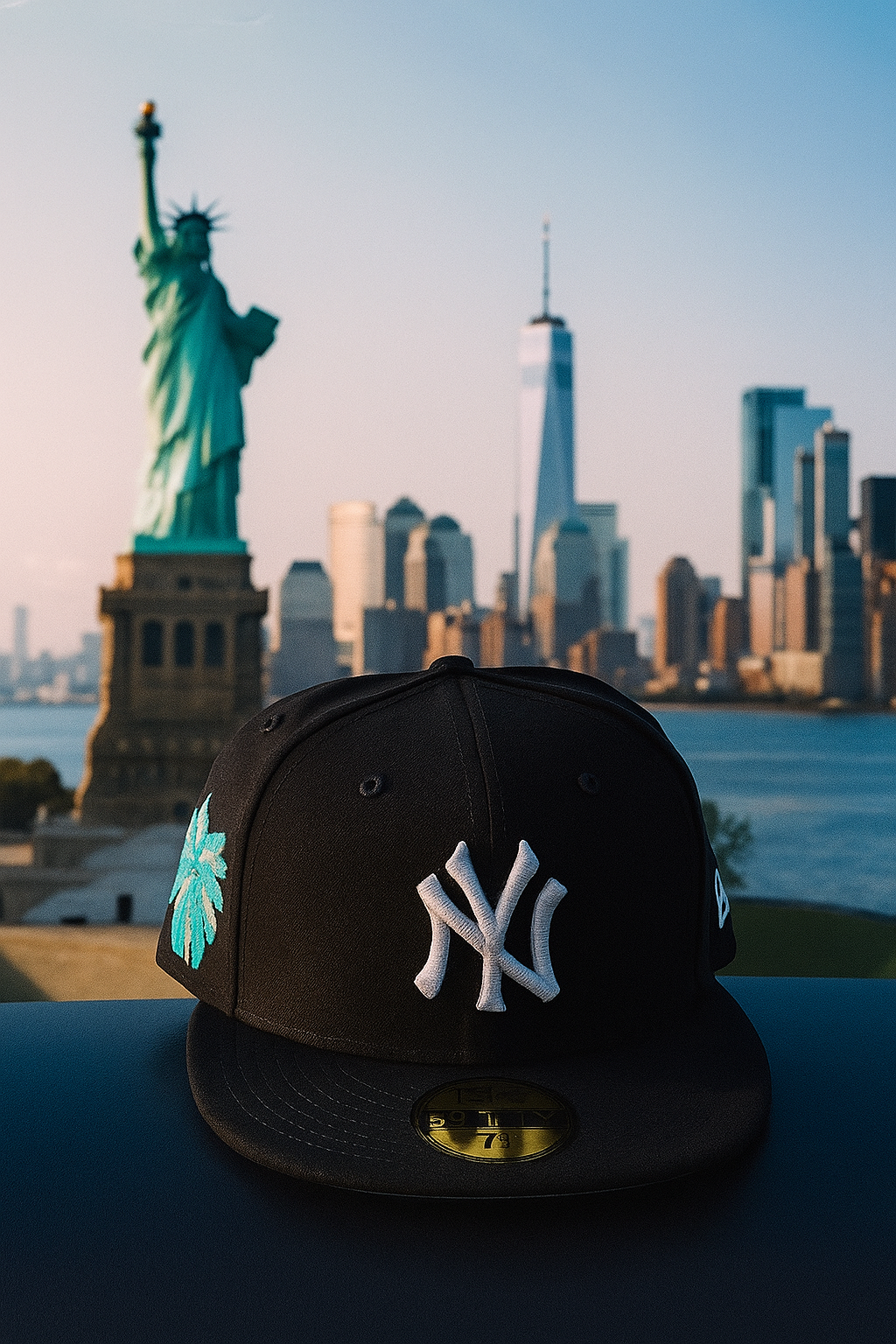 New York Yankees Black Fitted Cap with Statue of Liberty Embroidery